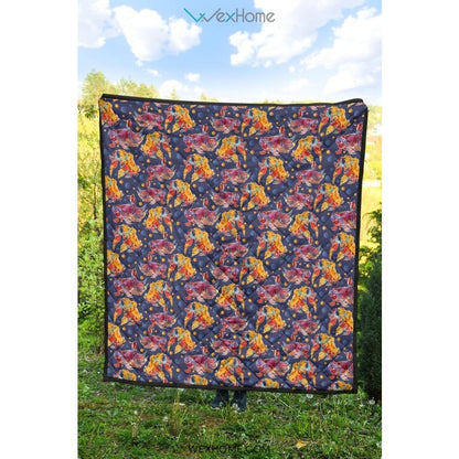 Goldfish Pattern Print Design 05 Premium Quilt