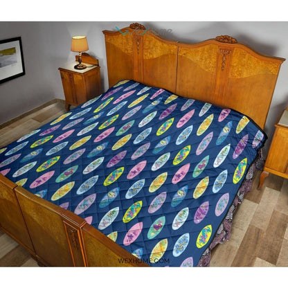 Surfboard Pattern Print Design 03 Premium Quilt