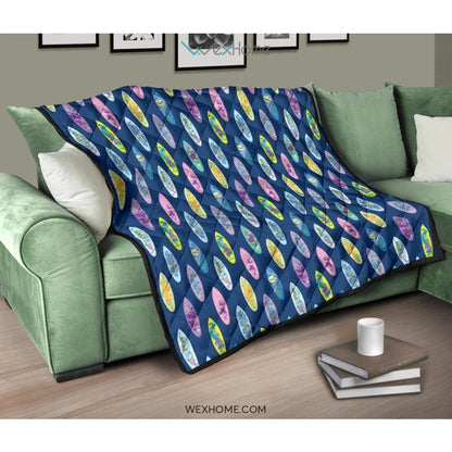 Surfboard Pattern Print Design 03 Premium Quilt