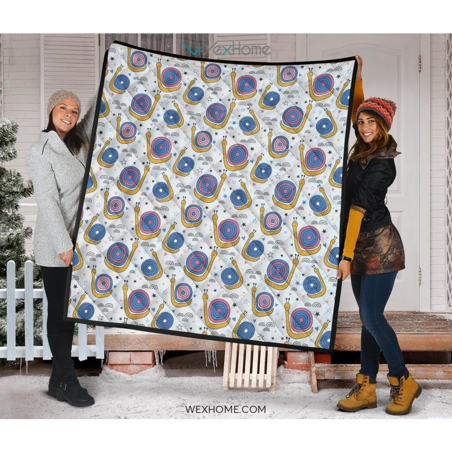Snail Pattern Print Design 05 Premium Quilt