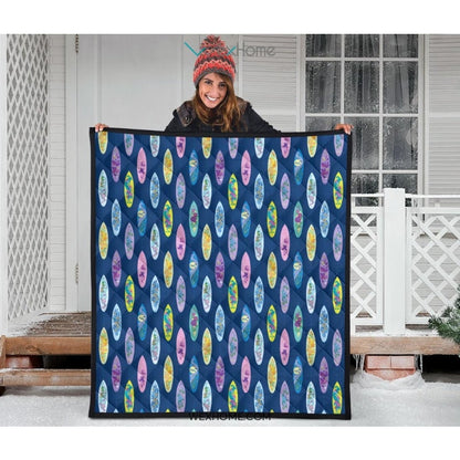 Surfboard Pattern Print Design 03 Premium Quilt