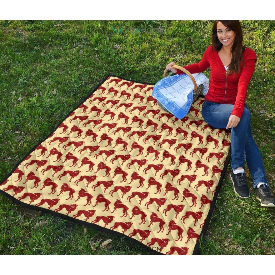 Greyhound Pattern Print Design 04 Premium Quilt