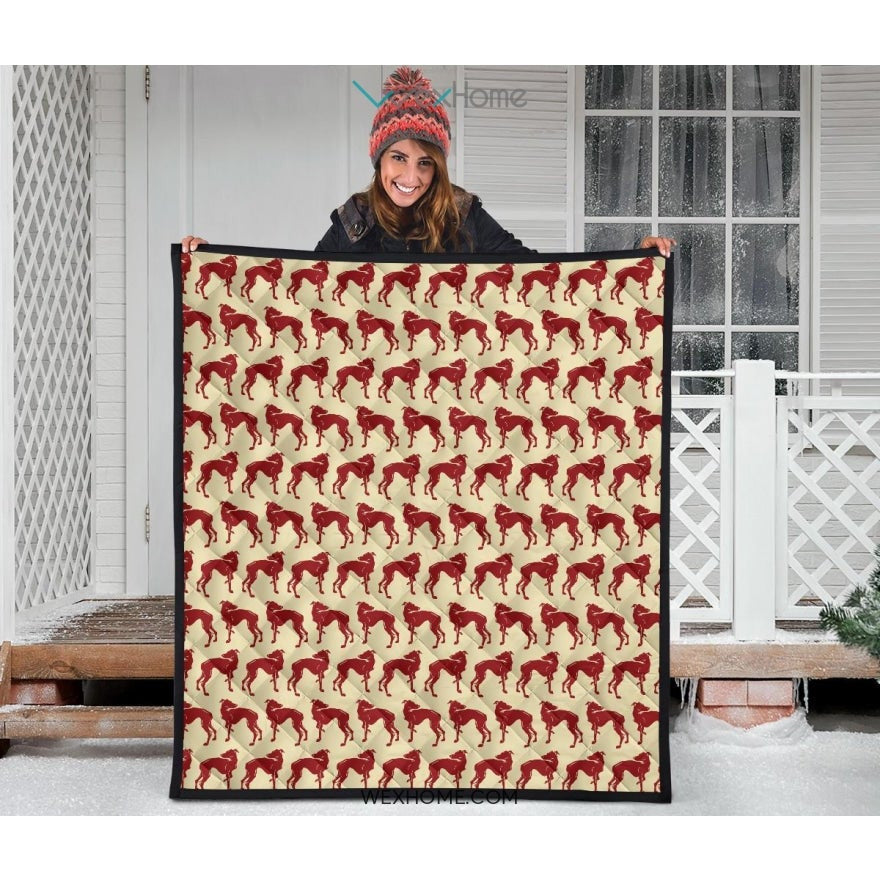 Greyhound Pattern Print Design 04 Premium Quilt