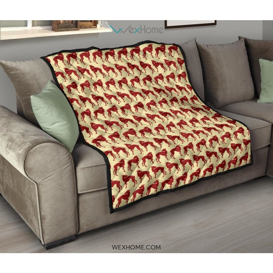 Greyhound Pattern Print Design 04 Premium Quilt