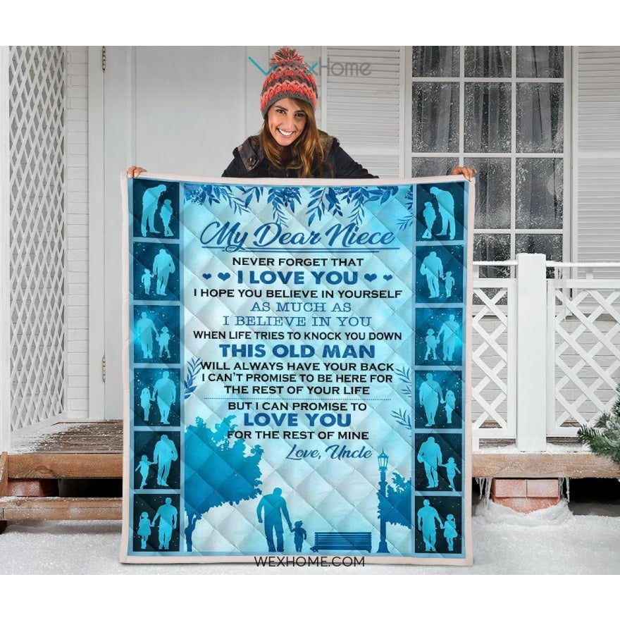 Niece Quilt Your Uncle Love You Premium Quilt Blue Full Size