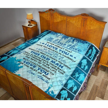 Niece Quilt Your Uncle Love You Premium Quilt Blue Full Size