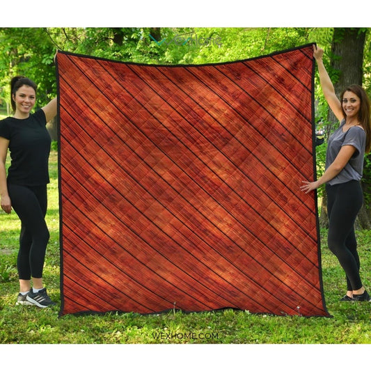 Wood Printed Pattern Print Design 03 Premium Quilt