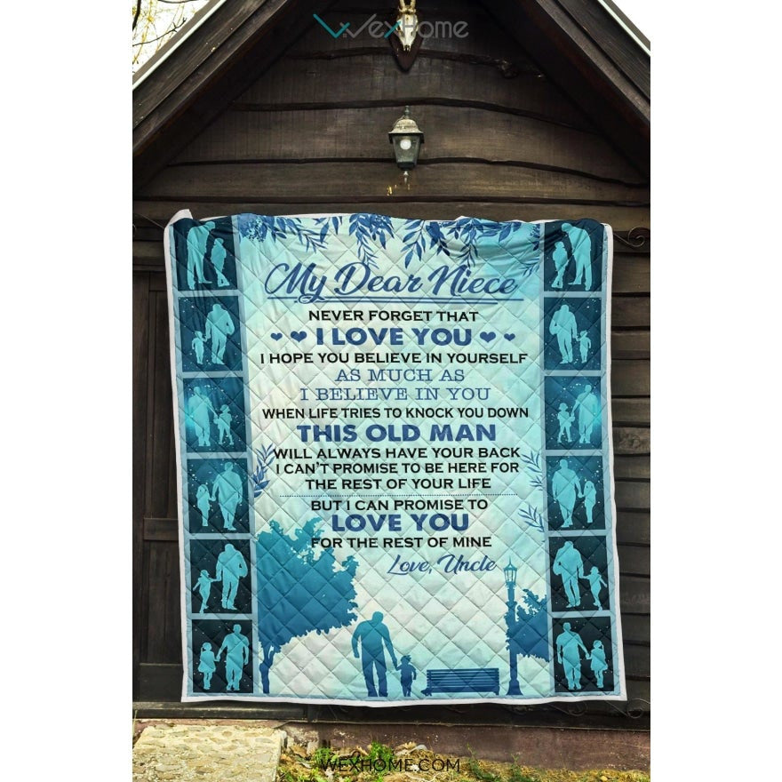 Niece Quilt Your Uncle Love You Premium Quilt Blue Full Size
