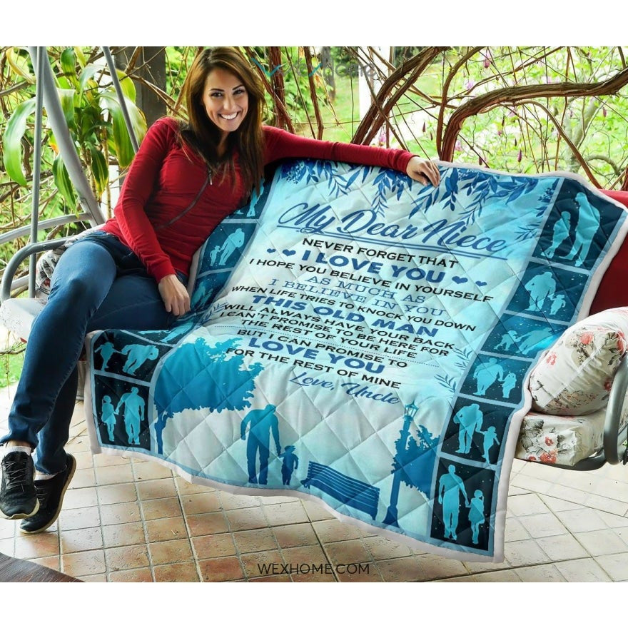 Niece Quilt Your Uncle Love You Premium Quilt Blue Full Size