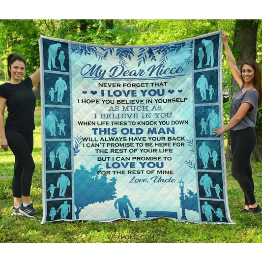 Niece Quilt Your Uncle Love You Premium Quilt Blue Full Size