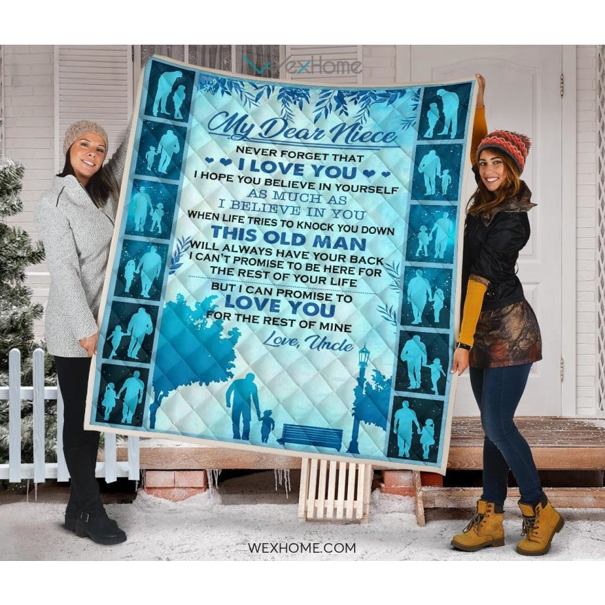 Niece Quilt Your Uncle Love You Premium Quilt Blue Full Size