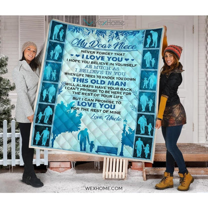 Niece Quilt Your Uncle Love You Premium Quilt Blue Full Size