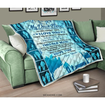 Niece Quilt Your Uncle Love You Premium Quilt Blue Full Size