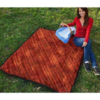 Wood Printed Pattern Print Design 03 Premium Quilt