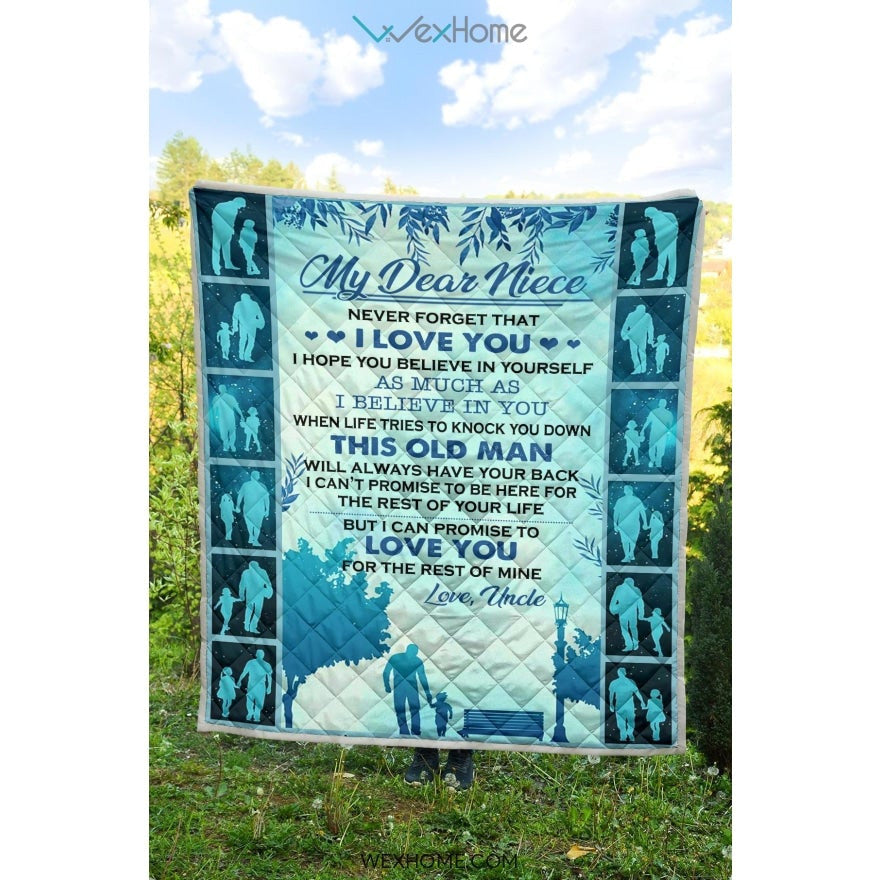 Niece Quilt Your Uncle Love You Premium Quilt Blue Full Size