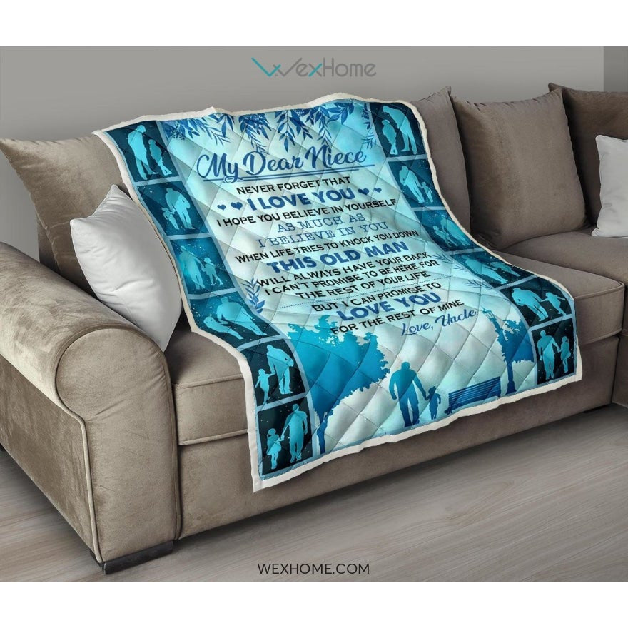 Niece Quilt Your Uncle Love You Premium Quilt Blue Full Size