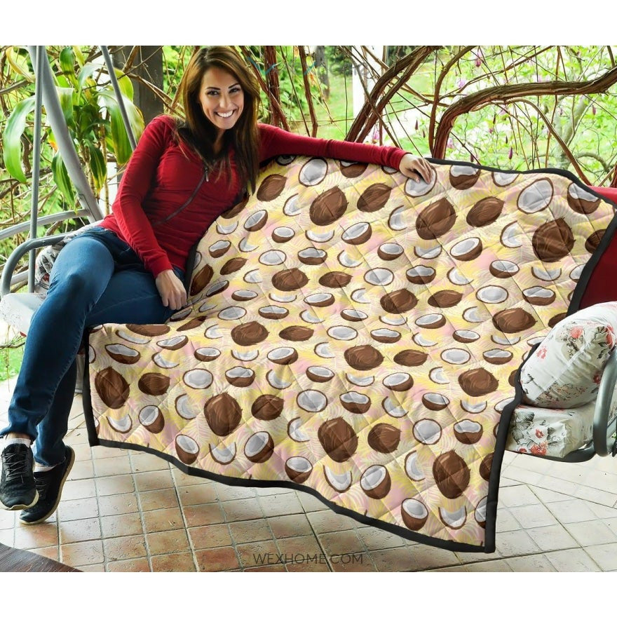 Coconut Pattern Print Design 05 Premium Quilt