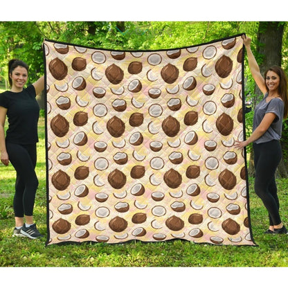 Coconut Pattern Print Design 05 Premium Quilt