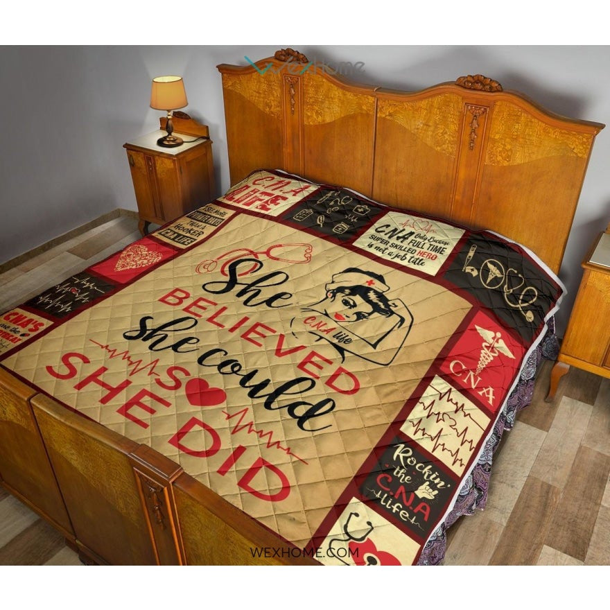 She Believed She Could CNA Premium Quilt