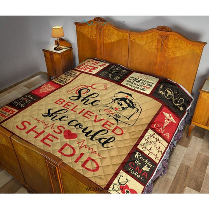 She Believed She Could CNA Premium Quilt