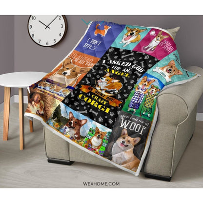 He Sent Me A Crazy Corgi Premium Quilt