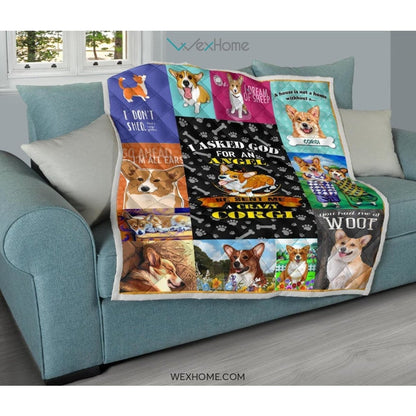He Sent Me A Crazy Corgi Premium Quilt