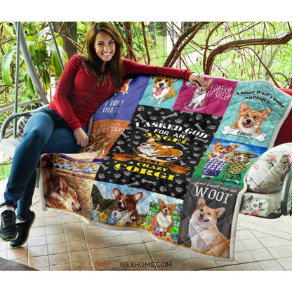 He Sent Me A Crazy Corgi Premium Quilt