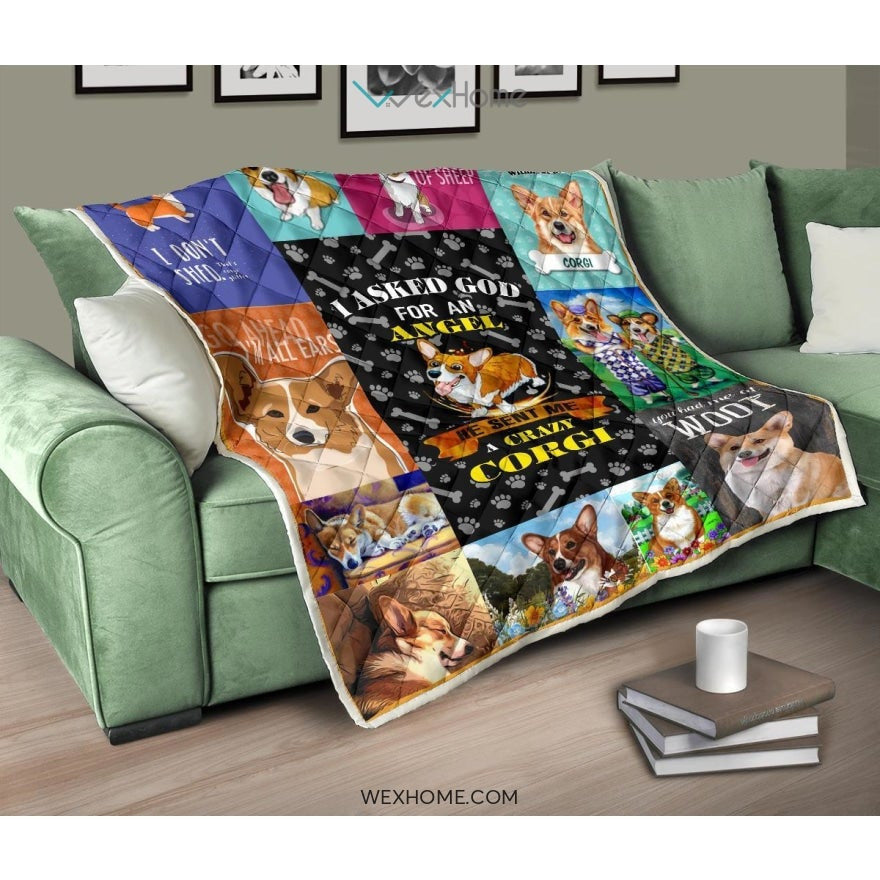 He Sent Me A Crazy Corgi Premium Quilt