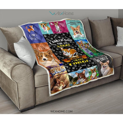 He Sent Me A Crazy Corgi Premium Quilt