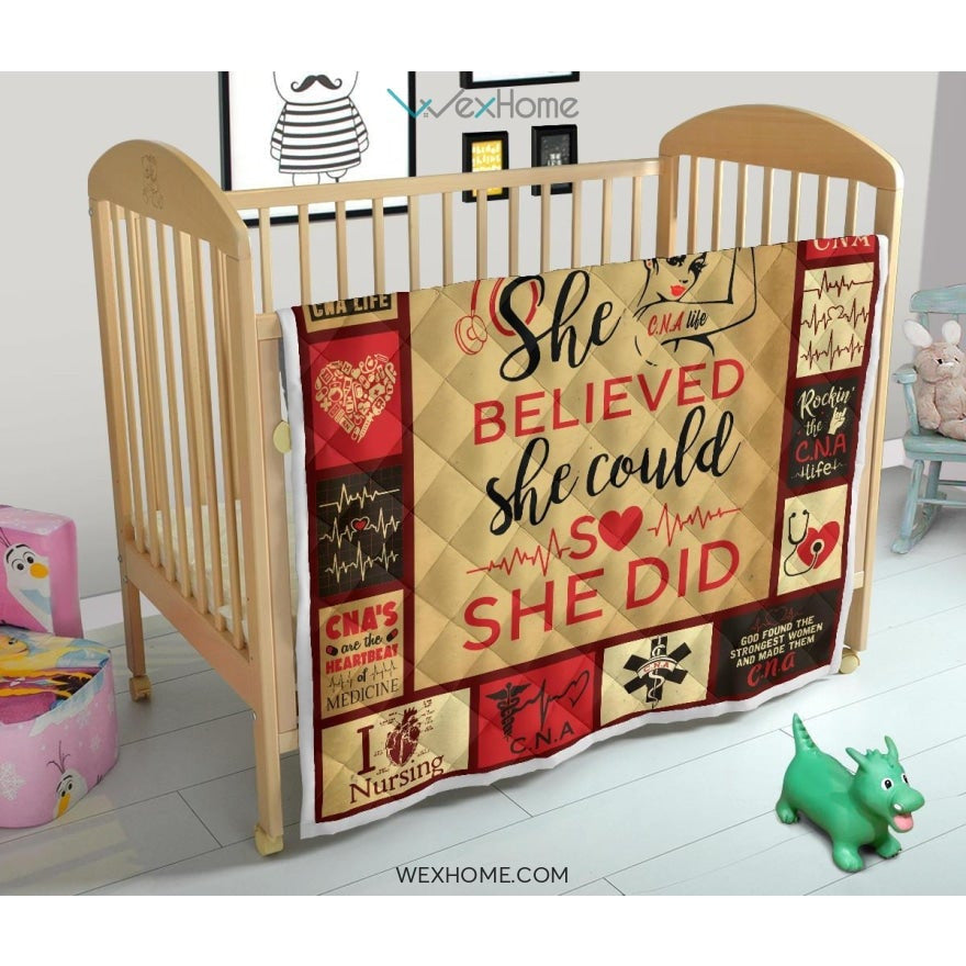 She Believed She Could CNA Premium Quilt