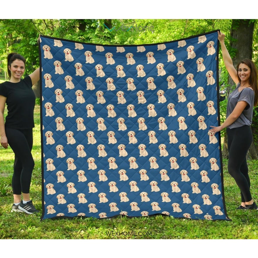 Golden Retriever Pattern Print Design 03 Premium Quilt