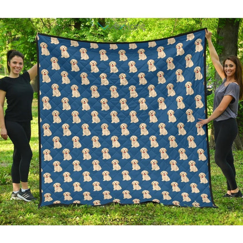Golden Retriever Pattern Print Design 03 Premium Quilt