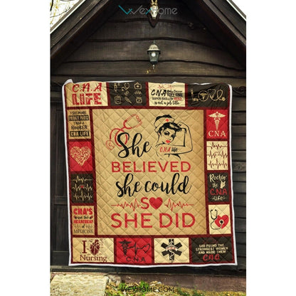 She Believed She Could CNA Premium Quilt