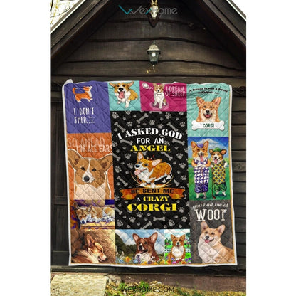 He Sent Me A Crazy Corgi Premium Quilt