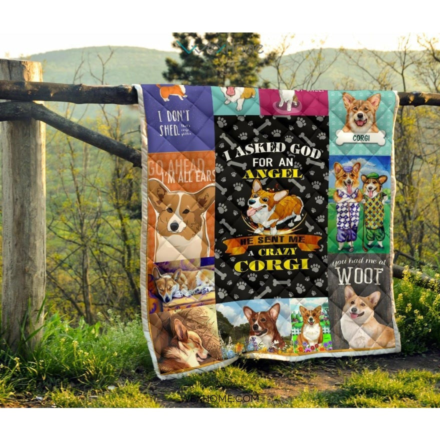 He Sent Me A Crazy Corgi Premium Quilt