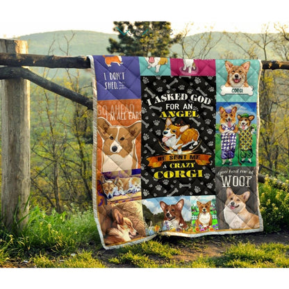 He Sent Me A Crazy Corgi Premium Quilt