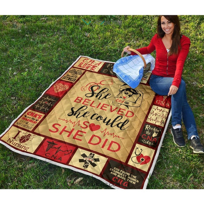 She Believed She Could CNA Premium Quilt