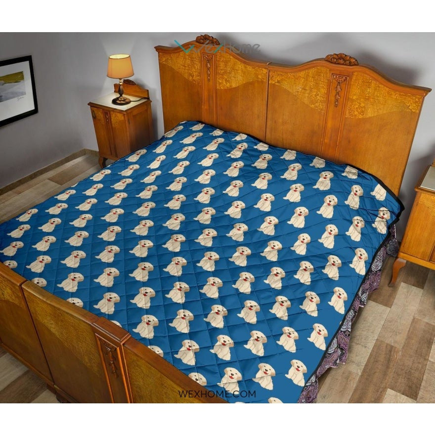 Golden Retriever Pattern Print Design 03 Premium Quilt