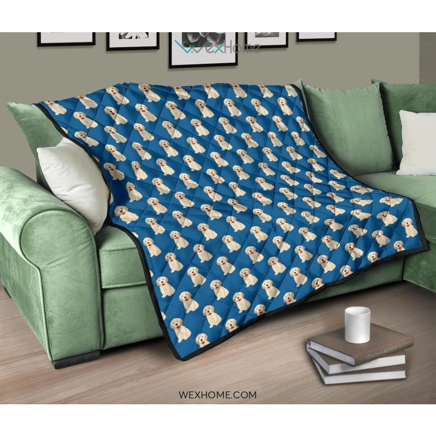 Golden Retriever Pattern Print Design 03 Premium Quilt