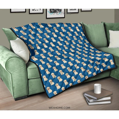 Golden Retriever Pattern Print Design 03 Premium Quilt