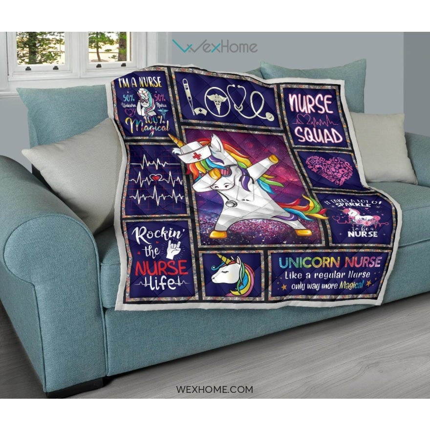 Unicorn Nurse Premium Quilt