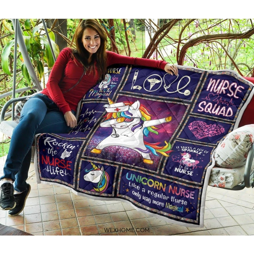 Unicorn Nurse Premium Quilt