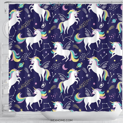 Unicorn Art Print Pattern Shower Curtain Unique Design