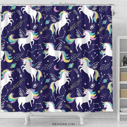 Unicorn Art Print Pattern Shower Curtain Unique Design