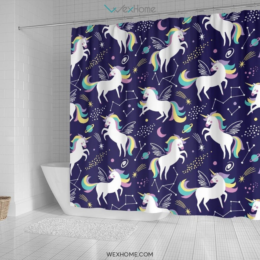 Unicorn Art Print Pattern Shower Curtain Unique Design