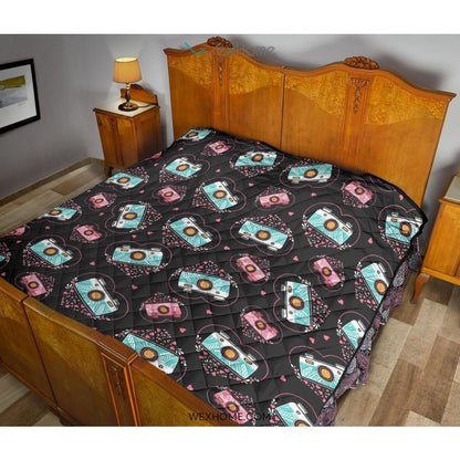 Camera Pattern Print Design 04 Premium Quilt