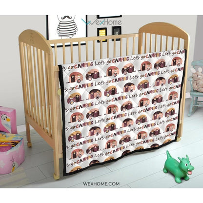 Camper Van Pattern Print Design 01 Premium Quilt