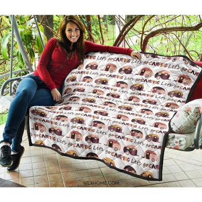 Camper Van Pattern Print Design 01 Premium Quilt