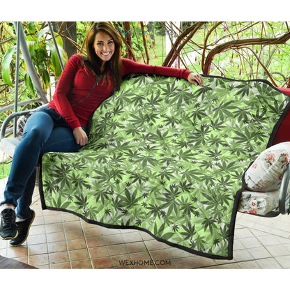 Canabis Marijuana Weed Pattern Print Design 01 Premium Quilt