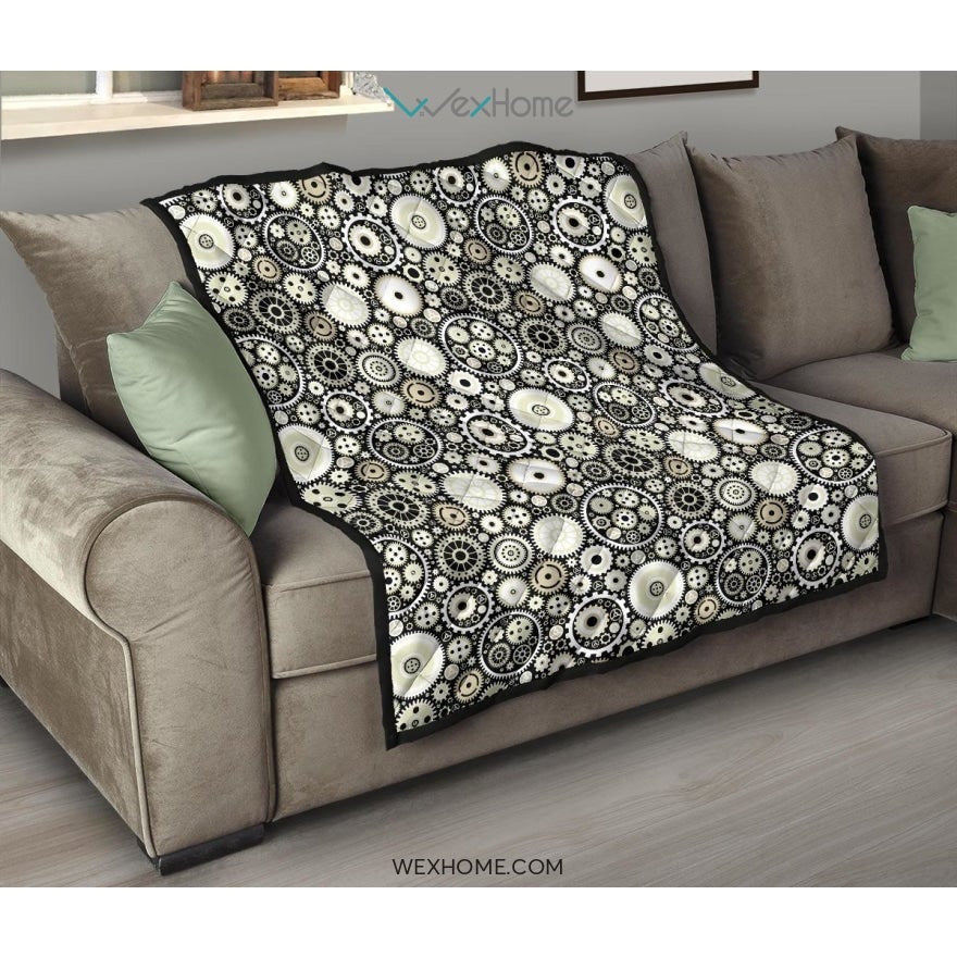 Gear Pattern Print Design 02 Premium Quilt
